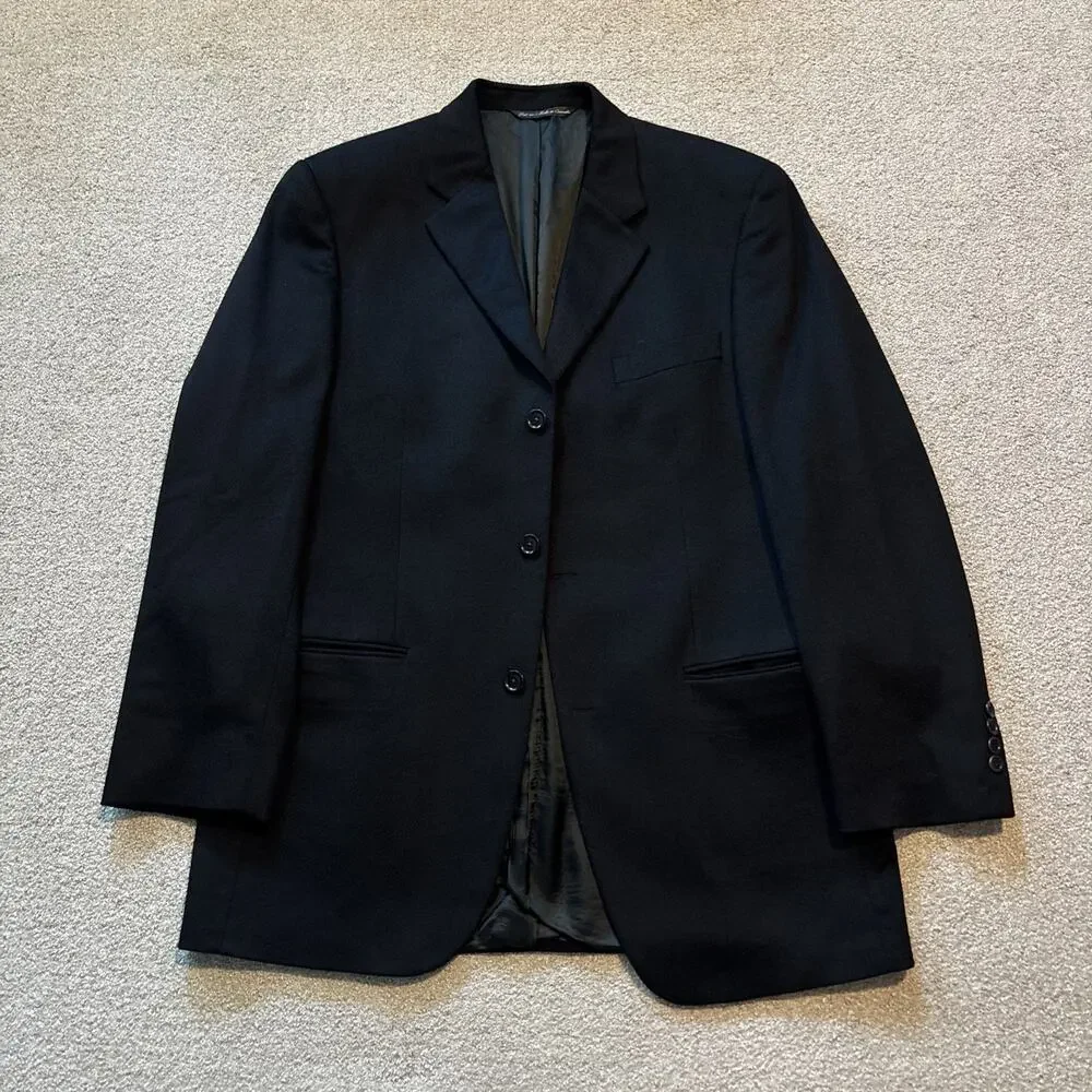 Barneys New York Loro Piana Mens 42L Black 100% Cashmere 3-Button Blazer Jacket